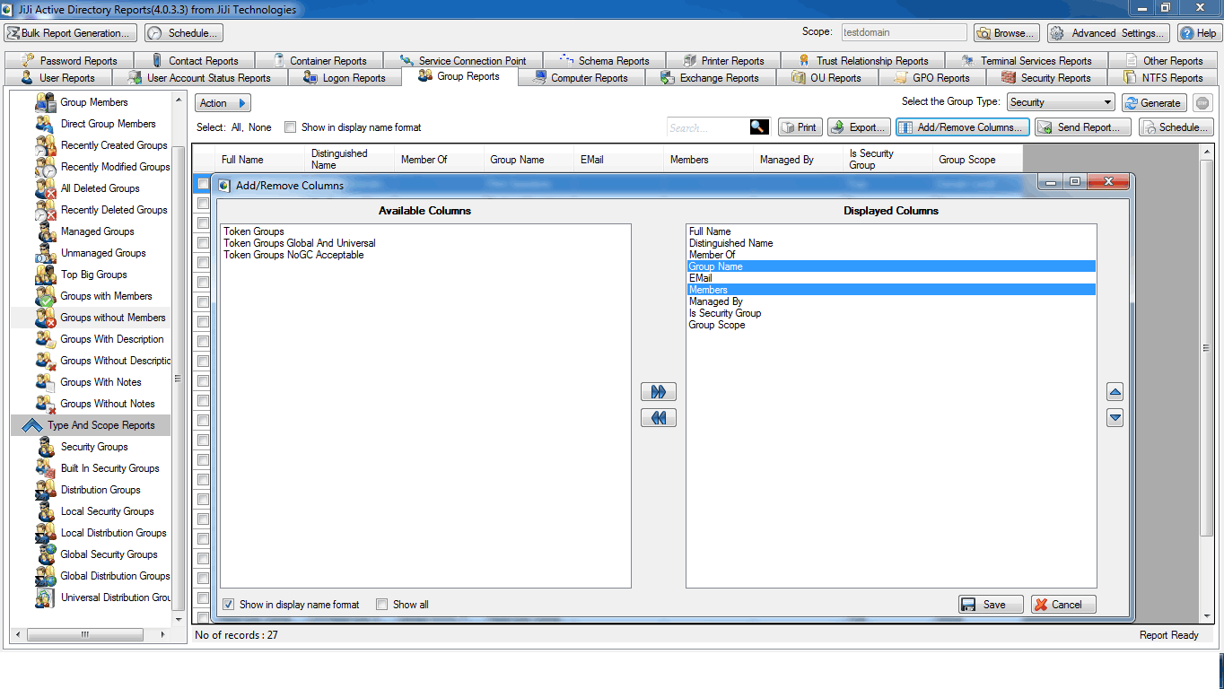 Active Directory Groups with Members Report